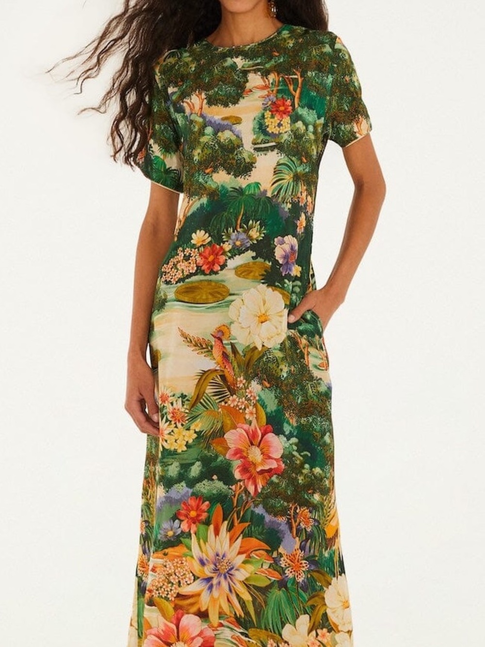 Farm Rio: ORIENTAL GARDEN MULTICOLOR
SHORT SLEEVE MAXI DRESS - Picture 4 of 11